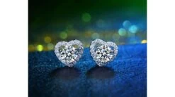 MARINA Boucles Oreilles Diamants 0.60ct. Or Blanc. Coeur -Maria || Simplicity Soldes owd036 2
