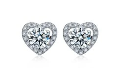 MARINA Boucles Oreilles Diamants 0.60ct. Or Blanc. Coeur