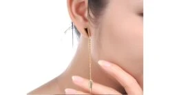 Pendants D'oreilles Or Jaune Et Agates Noires. Chaînettes -Maria || Simplicity Soldes oyd022 3