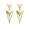 Pendants D'oreilles Triangles Or Jaune. Diamants 0.10ct