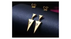 Pendants D'oreilles Triangles Or Jaune. Diamants 0.10ct -Maria || Simplicity Soldes oyd028 6