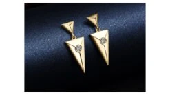 Pendants D'oreilles Triangles Or Jaune. Diamants 0.10ct -Maria || Simplicity Soldes oyd028 7