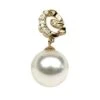 Pendentif Création - Perle D'Australie Blanche - Or Jaune, Diamants