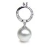 Pendentif Anneau Or Blanc Diamanté - Perle D'Australie Blanche