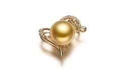 Pendentif Noeud Gansé - Or Jaune, Perle D'Australie Dorée. Diamants -Maria || Simplicity Soldes pap045 2