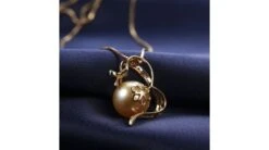 Pendentif Noeud Gansé - Or Jaune, Perle D'Australie Dorée. Diamants -Maria || Simplicity Soldes pap045 6