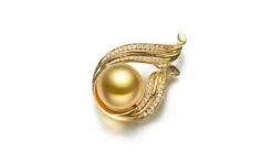 Pendentif Douce Végétale - Perle Dorée - Or Jaune, Diamants -Maria || Simplicity Soldes pap046 2