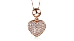 Pendentif Coeur Pavé De Diamants - Or Rose Et Diamants 0.23ct