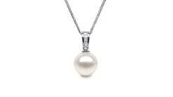 Pendentif Diamants Rails Et Perle De Culture Chine - Or Blanc 18cts