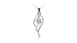 Pendentif Byzantin - Solitaire Or Blanc - Diamant Demi-clos 0.08ct