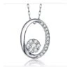 Pendentif O - Fleur Préservée - Or Blanc, Diamants 0.19ct