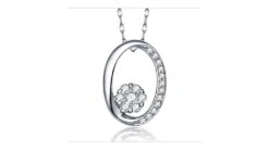 Pendentif O - Fleur Préservée - Or Blanc, Diamants 0.19ct