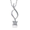 Collier Pendentif Diamant - Solitaire Fleur 0.06ct - Or Blanc
