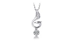 Pendentif Cygne Blanc - Solitaire Diamant