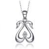 Pendentif Couple De Cygnes - Diamant 0.10ct, Or Blanc