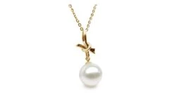 Pendentif Noeud En Or Jaune - Perle De Culture Eau Douce Blanche -Maria || Simplicity Soldes pdy002 2