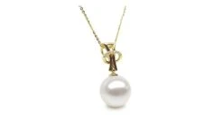 Pendentif Auréole Or Jaune, Diamants Sertis - Perle D'eau Douce