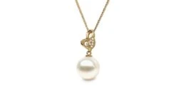 Pendentif Petite Pousse De Printemps - Perle, Or Jaune Et Diamants