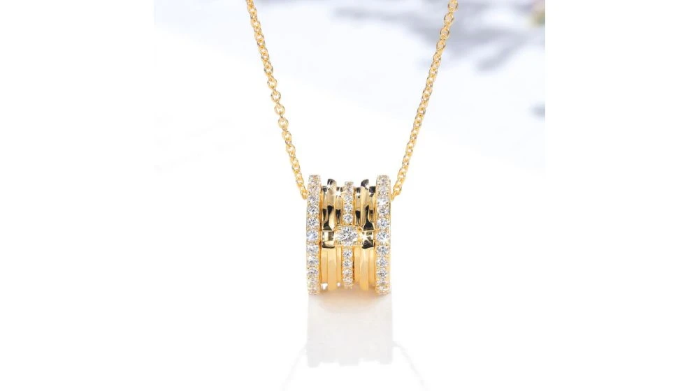 Pendentif Mon Chou. Cylindre Or Jaune Et Diamants 1 Pendentif Mon Chou. Cylindre Or Jaune Et Diamants