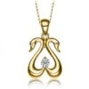 Pendentif Couple De Cygnes - Diamant 0.10ct, Or Jaune