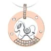Pendentif Cheval à Bascule - Or Blanc Et Rose - Diamants 0.29ct