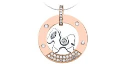 Pendentif Cheval à Bascule - Or Blanc Et Rose - Diamants 0.29ct