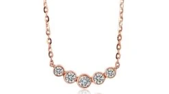 Collier Pendentif Or Rose. 5 Diamants Sertis Clos 0.26ct | Gemperles