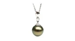 Pendentif Hydra - Perle De Tahiti Bronze - Or Blanc, Diamant Serti Clos