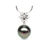 Pendentif Or Blanc Forme étoile - Perle De Tahiti 10/11mm - Diamants