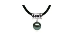 Pendentif Circulaire Avec Cordon - Perle De Tahiti - Or Blanc, Diamants