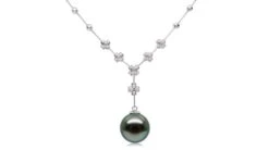 Collier Pendentif Or Blanc, Diamants Et Perle De Tahiti 13/14mm