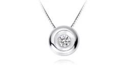 Pendentif Solitaire Or Blanc - Diamant Serti Clos 0.10ct