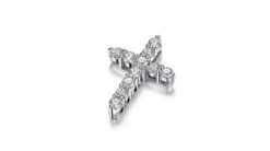 Pendentif Religieux Forme Croix Or Blanc, Diamants -Maria || Simplicity Soldes pwd096 1