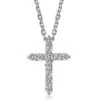 Pendentif Religieux Forme Croix Or Blanc, Diamants