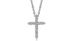 Pendentif Religieux Forme Croix Or Blanc, Diamants