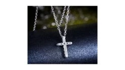 Pendentif Religieux Forme Croix Or Blanc, Diamants -Maria || Simplicity Soldes pwd096 5