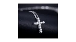 Pendentif Religieux Forme Croix Or Blanc, Diamants -Maria || Simplicity Soldes pwd096 6