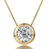 Baker Pendentif Solitaire En Diamant 0.25ct - Collier Or Jaune 750/1000