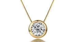 Baker Pendentif Solitaire En Diamant 0.25ct - Collier Or Jaune 750/1000