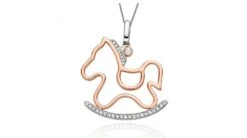 Pendentif 2 Ors - Cheval Avec Crinière Et Bascule En Diamants