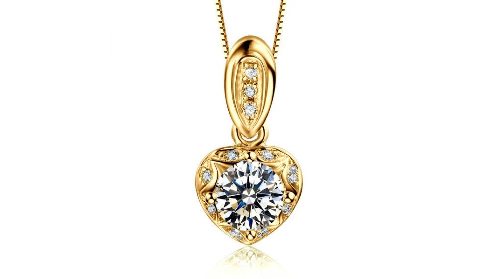Pendentif Coeur Or Jaune 18cts Et Diamants 0.37ct 1 Pendentif Coeur Or Jaune 18cts Et Diamants 0.37ct