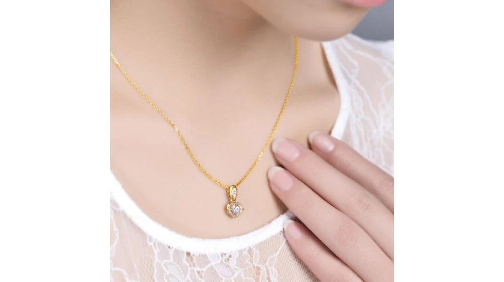 Pendentif Coeur Or Jaune 18cts Et Diamants 0.37ct 2 Pendentif Coeur Or Jaune 18cts Et Diamants 0.37ct – Image 2