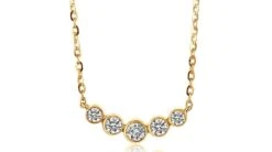 Collier Pendentif Or Jaune. 5 Diamants Sertis Clos 0.26ct | Gemperles