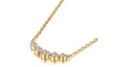 Collier Pendentif Or Jaune. 5 Diamants Sertis Clos 0.26ct | Gemperles -Maria || Simplicity Soldes pyd097 6