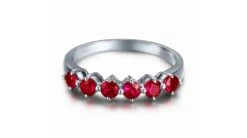 Bague Rubis De Birmanie Or Blanc - 6 Rubis Alignés En Style -Maria || Simplicity Soldes rbr006 1 2