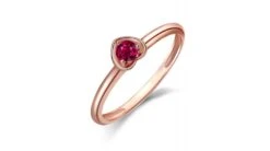 Bague Rubis Et Or Rose - Monture Coeur