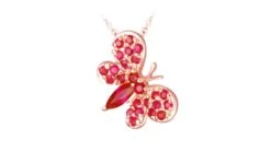 Pendentif Papillon Or Rose - Rubis De Birmanie