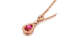 Pendentif Princesse Or Rose 18cts - Rubis Poire Et Diamants -Maria || Simplicity Soldes rpr037 2