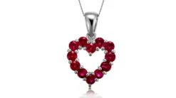 Pendentif Coeur - Or Blanc Et Rubis De Birmanie