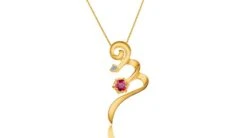 Pendentif Tortillon En Rubis Et Diamant - Or Jaune